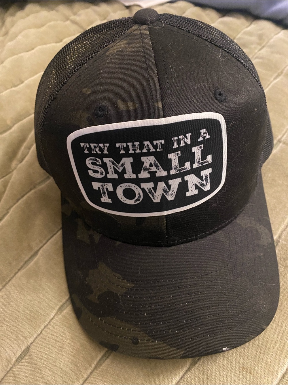 The Classic Black 'Try That In A Small Town' Trucker Hat